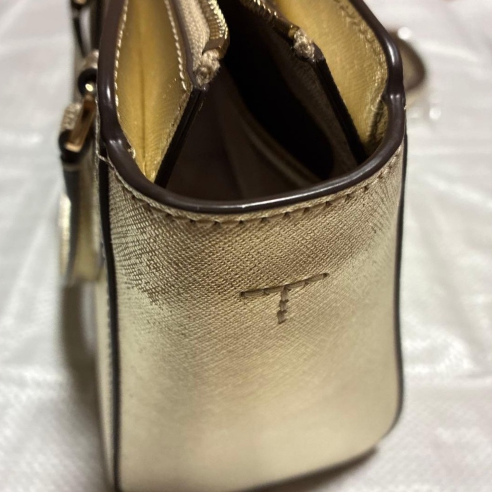 Tory Burch Metallic Rose Gold Saffiano Leather Satchel - Picture 5 of 7